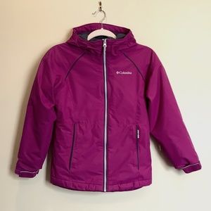 Girl’s raspberry pink Columbia soft shell snow jacket